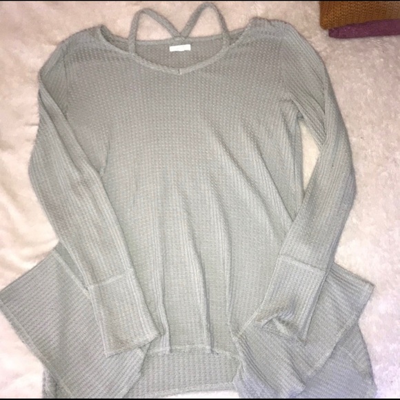 WAFFLE KNIT LONG SLEEVE TOP - Picture 3 of 5